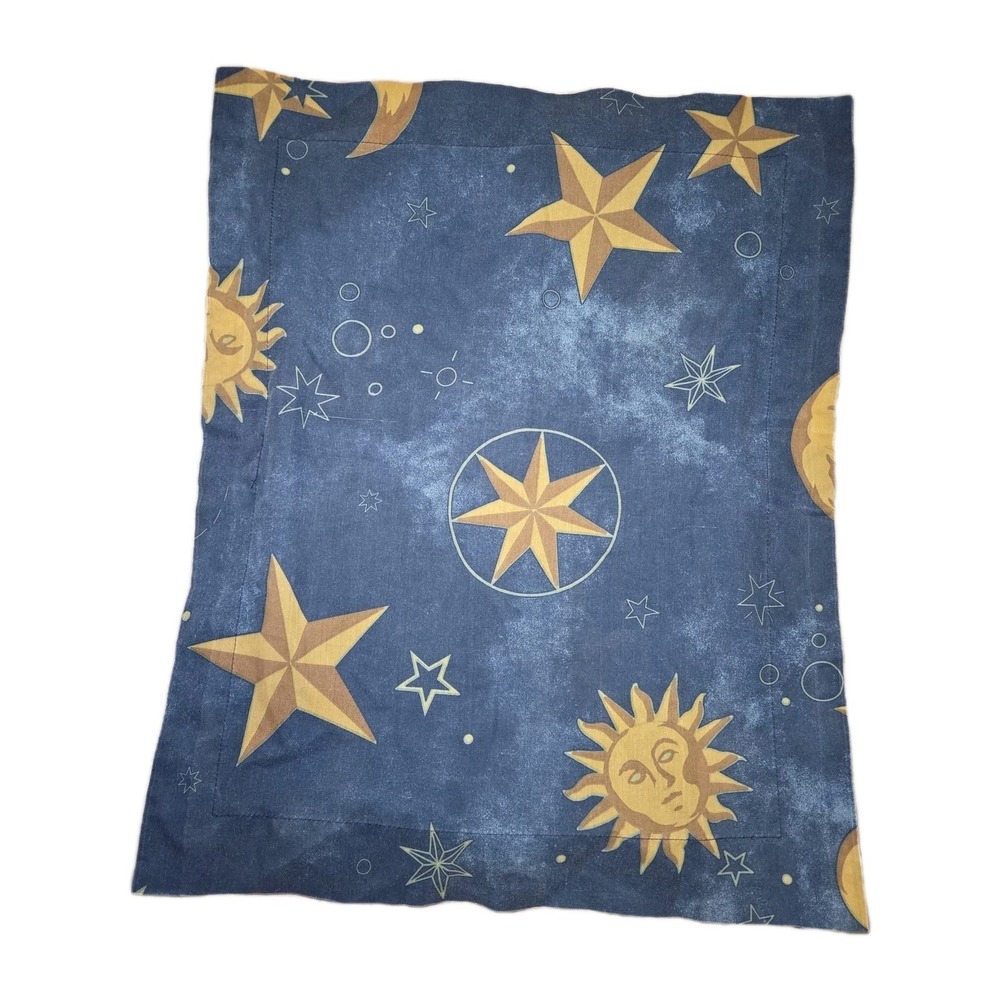 Vintage Celestial‎ Sun Moon Stars King Size Pillowcase Blue Astrology Whimsigoth
